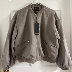 Truth by Republic Suede Full Zip Long Sleeve Bomber Jacket Ladies Size Small